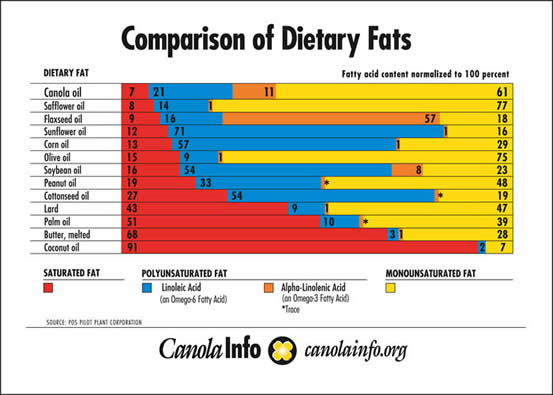 Comparison of Dietary Fats Chart | www.blog.canolarecipes.ca