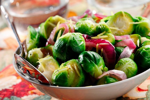 Lemon Brussels Sprouts with Red Onions