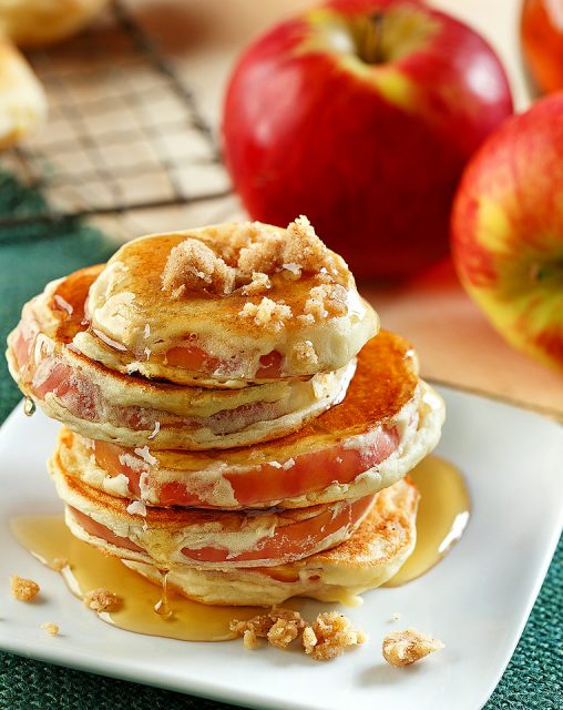 Gluten Free Apple Ring Cinnamon Streusel Pancakes