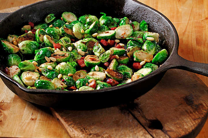Roasted Brussel Sprouts with Pancetta|www.canolaeatwell.com