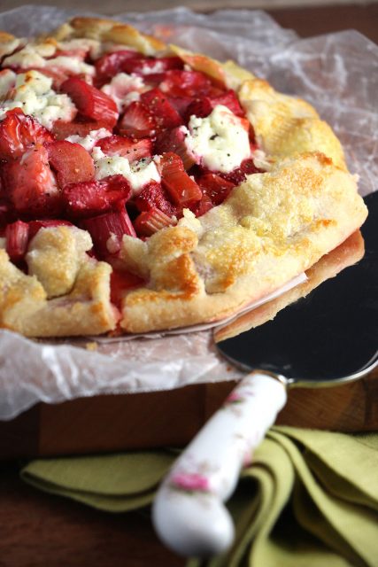 Strawberry Rhubarb Galette with Goat Cheese and Cracked Pepper