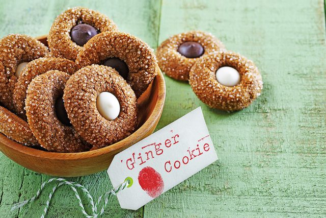 Ginger Thumbprint Cookies with Dark and White Chocolate