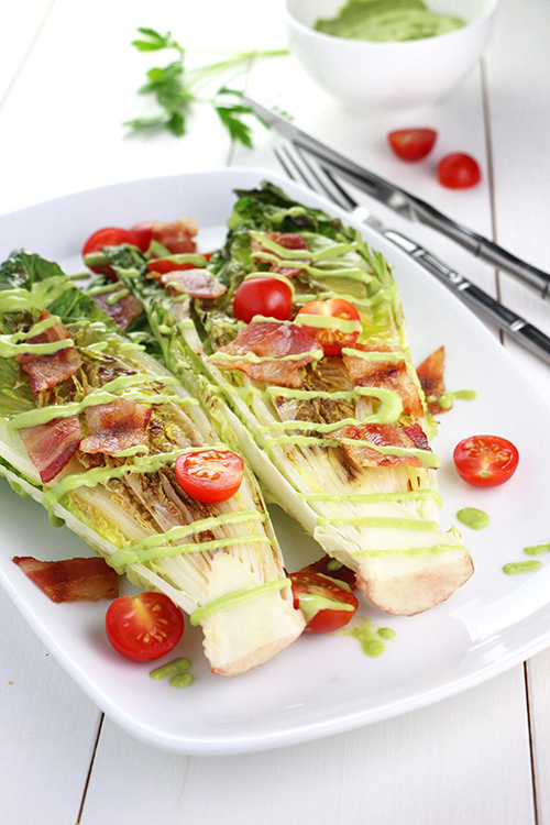 Grilled Romaine with Green Goddess Dressing