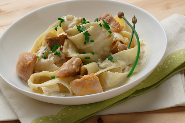 Chicken Pappardelle with Cambozola Cheese Sauce