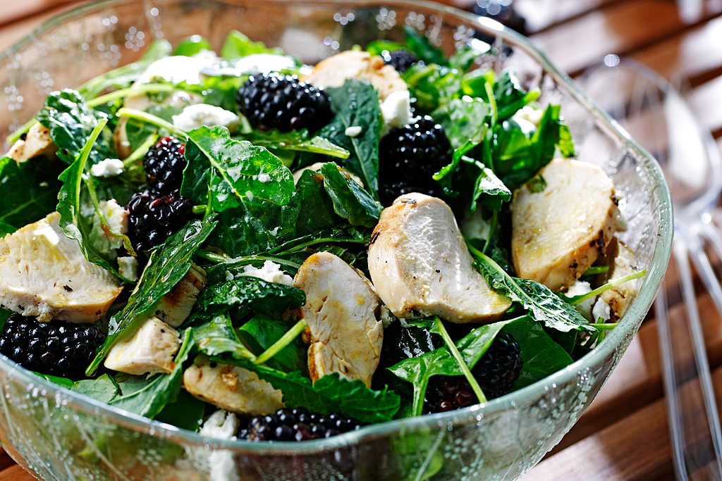 Grilled Chicken and Berry Salad with Pomegranate Dressing