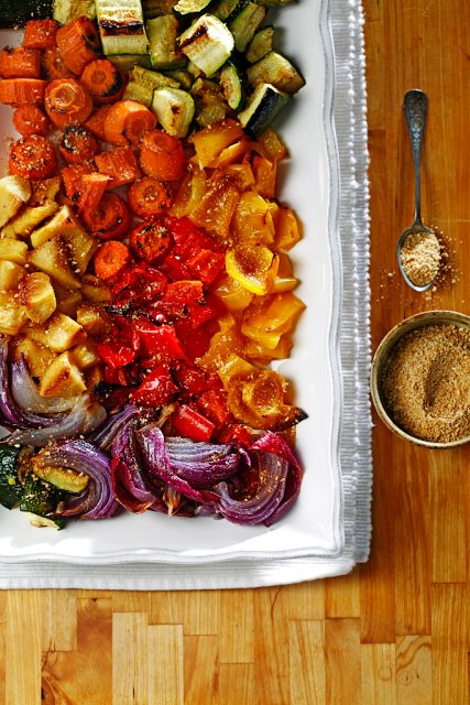 Roasted Vegetable and Apple Salad with Spicy Gomasio