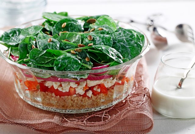 Layered Spinach and Quinoa Salad