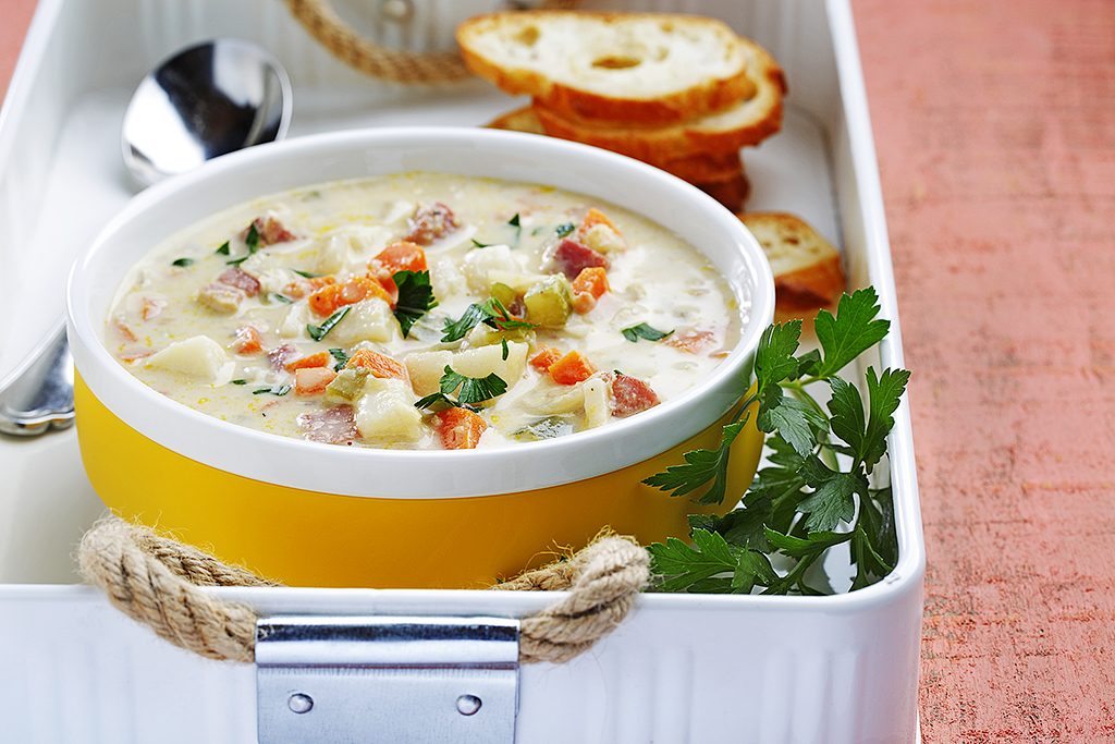 Root Vegetable and Hummus Soup