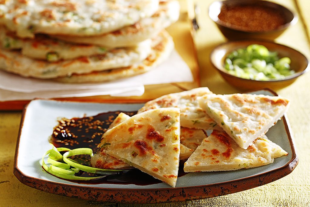 Green Onion Pancakes with Dipping Sauce