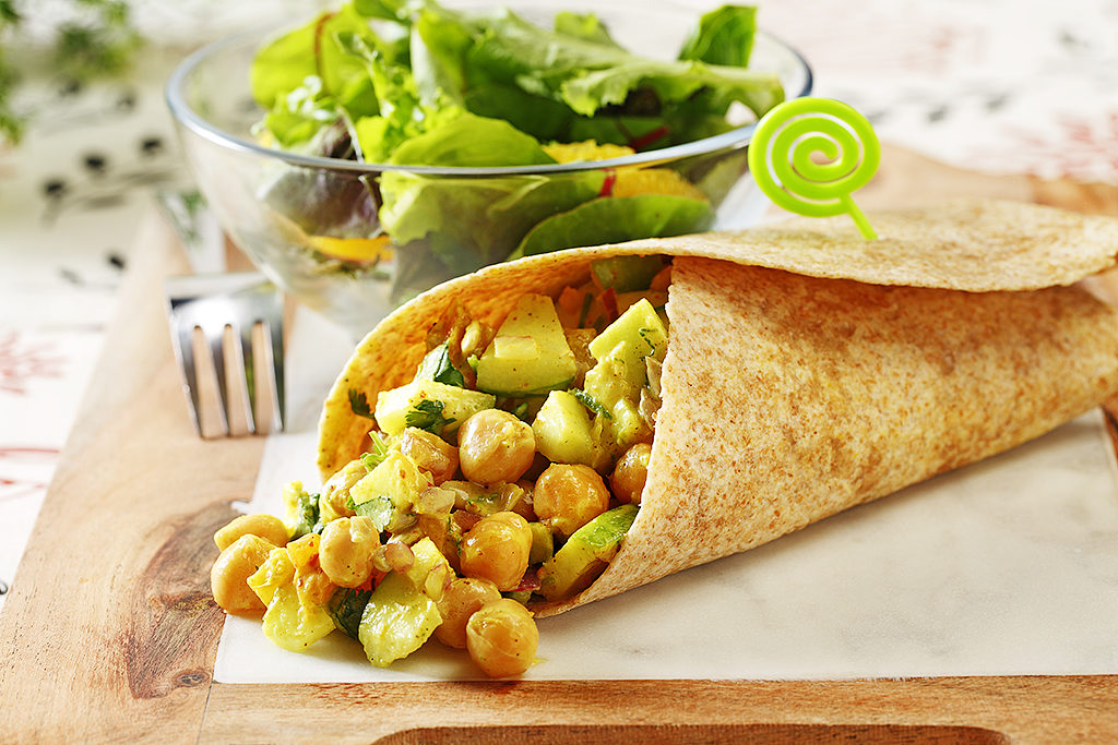 Curried Chickpea and Apple Salad Wraps