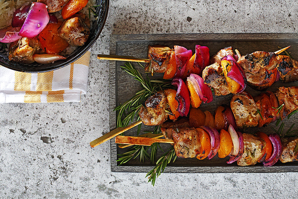 Grilled Pork Tenderloin and Apricot Skewers